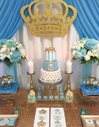 dessert table with cake and cupcake