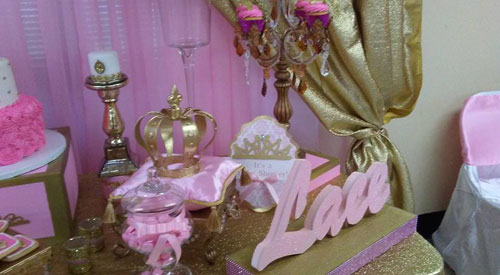 dessert table with cake and cupcake