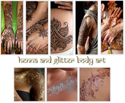 Henna and Glitter body art  luxe glow