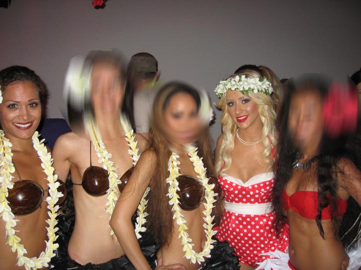 Hula dancers with Christina Aguilera