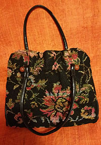 vintage Black Floral Tapestry Handbag