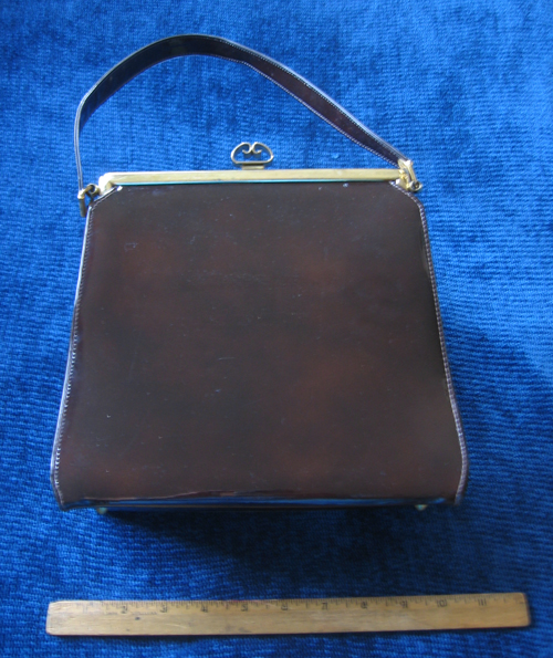 Brown Patent Leather and Suede Vintage Handbag
