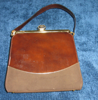 Brown Patent Leather and Suede Vintage handbag 