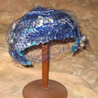 Vintage Hat - Blue Velvet Leaves