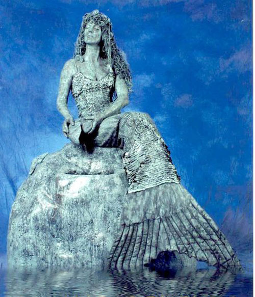 mermaid living statue
