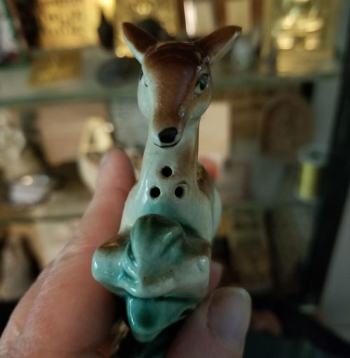 Leaping Fawn Figurine, Deer Salt Shaker 