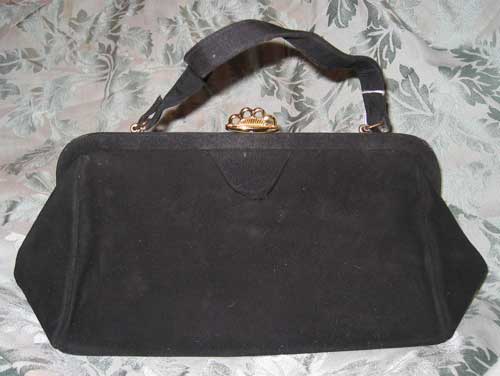 Black Suede Handbag - Vintage