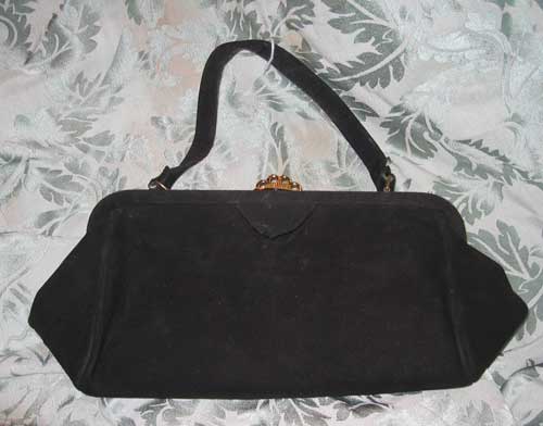 Black Suede Handbag - Vintage