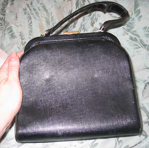 Vintage Black Textured Leather Bag 