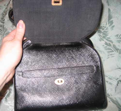Black Textured Leather Bag 