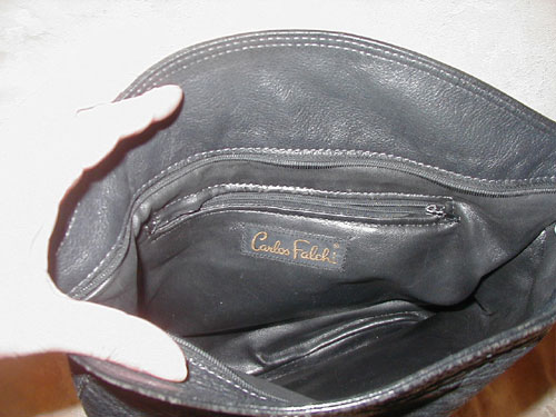 Carlos Falchi black leather handbag
