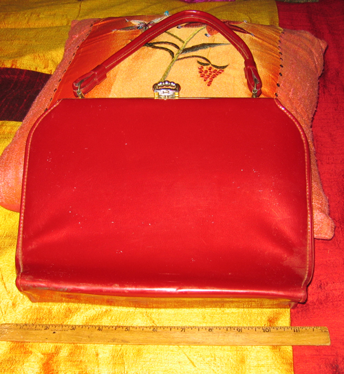 Red Patent Leather  Vintage Handbag