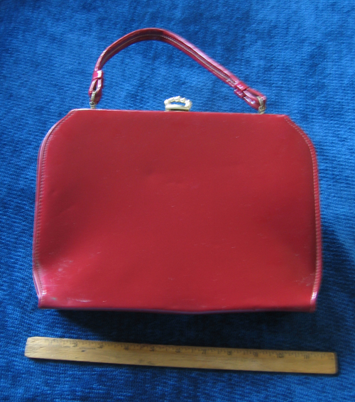 Red Patent Leather  Vintage Handbag