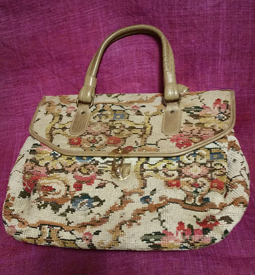 Vintage Beige Floral  Tapestry handbag