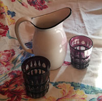 Vintage farmhouse white enamel jug/vase/pitche
