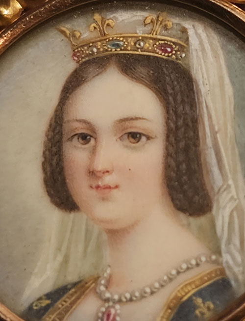 Victorian Hand-Painted Miniature Portrait Pin