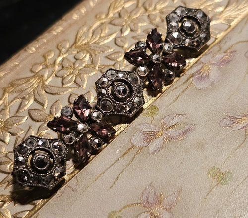 Antique Marcasite & Crystal Bar Pin