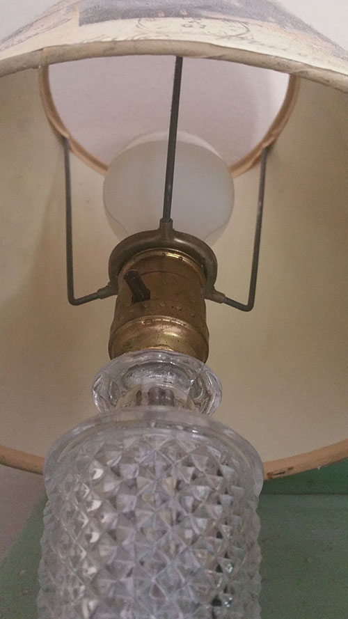 Cut Glass lamp with decoupaged shade