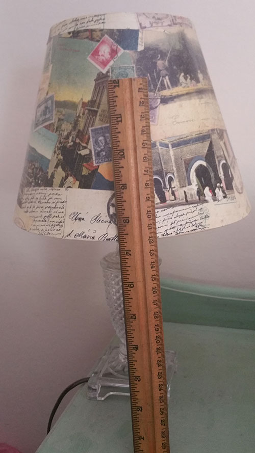 Cut Glass lamp with decoupaged shade