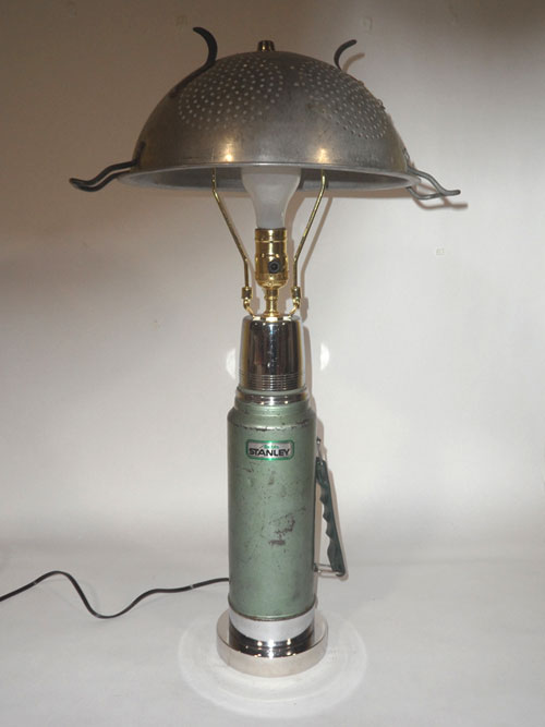 Repurposed Lamp from Collander and Thermos