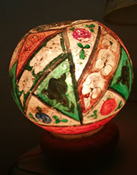 Vintage traditional handpainted camelskin globe lamp from Pakistan. Gives off a beautiful glow! 