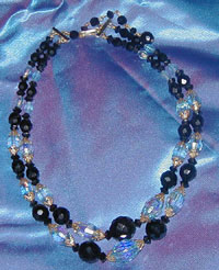 Jet and Blue crystal vintage necklace