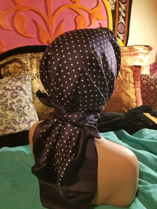 Navy Blue scarf white dots hijab