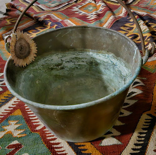 Antique Copper Firewood Bucket