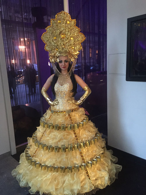 Gold Champagne Skirt with Headdress 