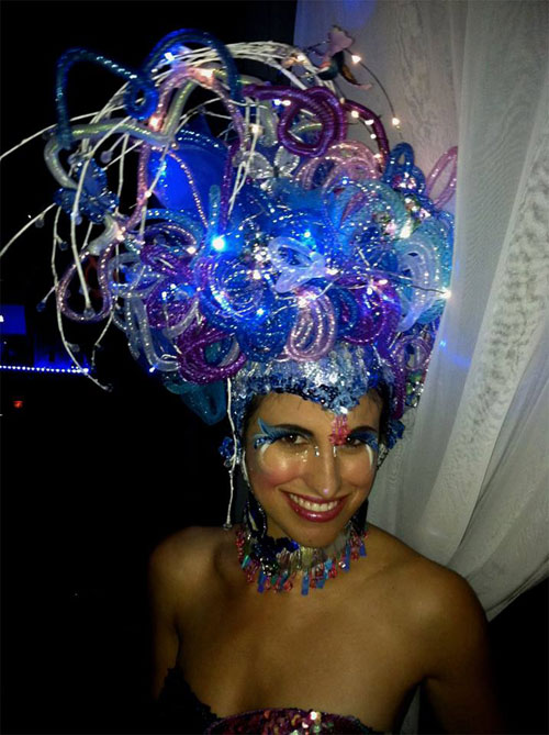 Blue Light up lady headpiece