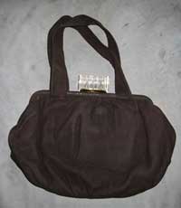 Vintage 1940's brown suede back with Lucite clasp