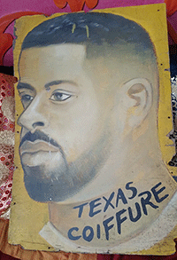 African Barbershop Sign Hand Painted