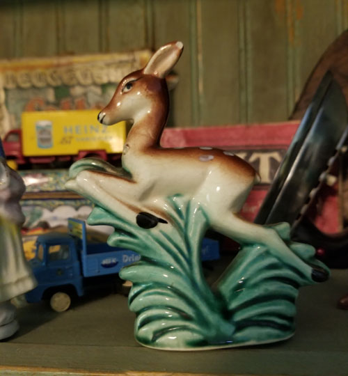 Leaping Fawn Figurine, Deer Salt Shaker 