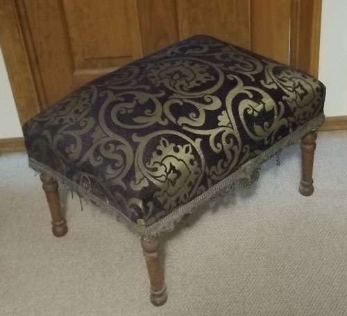 Vintage Blue Damask Stool 
