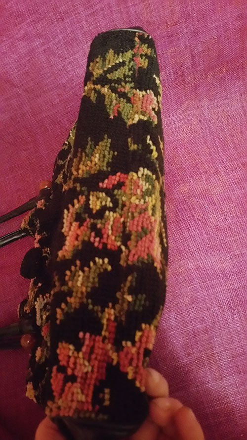 vintage Black Floral Tapestry Handbag