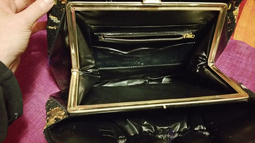 vintage Black Floral Tapestry Handbag