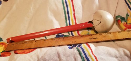 Vintage Farmhouse Enamel Ladle Spoon 